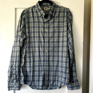 Men's Faherty blue and white classic button down casual shirt